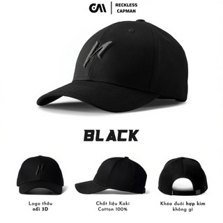 Reckless Capman Nón Bóng Chày Lưỡi Trai Màu Xám Trơn Signature Ballcap Vải Kaki Cotton 100%