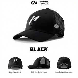 Reckless Capman Nón Bóng Chày Lưỡi Trai Màu Xám Trơn Signature Ballcap Vải Kaki Cotton 100%
