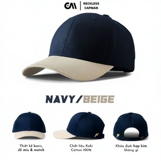 Reckless Capman Mũ Lưỡi Trai Màu Rêu Trơn Signature Ballcap Vải Kaki Cotton 100% Form Cứng Cấp 58Cm
