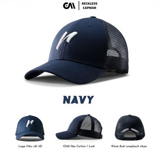 Reckless Capman Mũ Lưỡi Trai Màu Rêu Trơn Signature Ballcap Vải Kaki Cotton 100% Form Cứng Cấp 58Cm