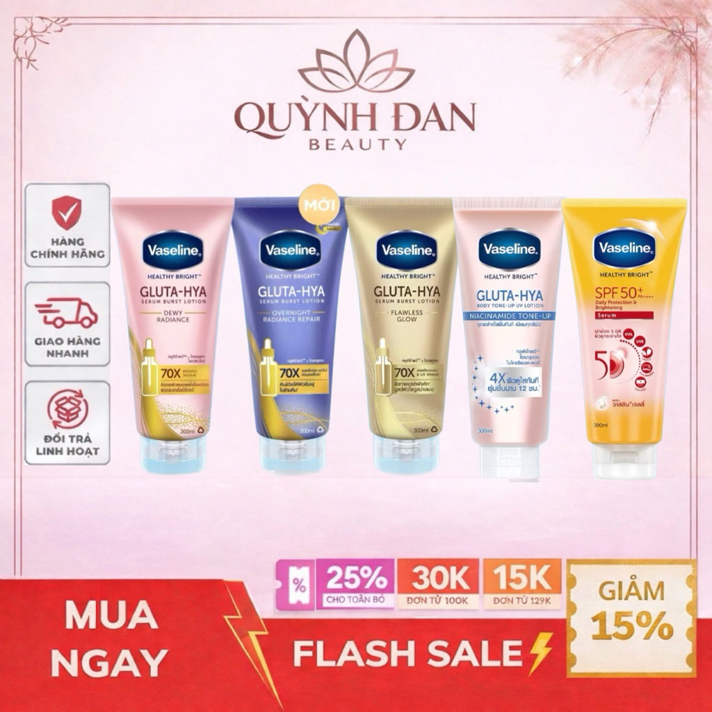 Serum Vaseline Gluta-Hya Dưỡng Da Sáng Mịn Sau 5 Ngày 300ML