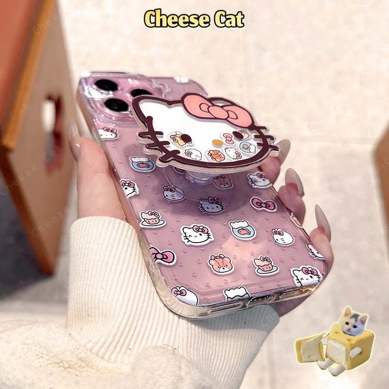 Giá đỡ điện thoại Kitty màu hồng dễ thương lắc giá đỡ điện thoại giải nén hai lớp Dính