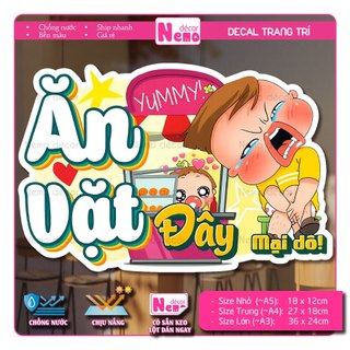 Decal Trang Trí Ăn Vặt Mại Dô, Tranh Dán Quán Ăn, Quán Nước, Dán Tường, Tủ, Kính, Xe Đẩy - Sticker Chịu Được Mưa Nắng.