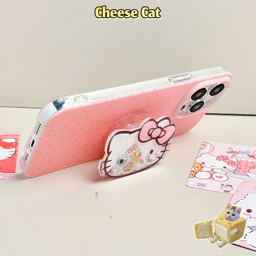 Giá đỡ điện thoại Kitty màu hồng dễ thương lắc giá đỡ điện thoại giải nén hai lớp Dính