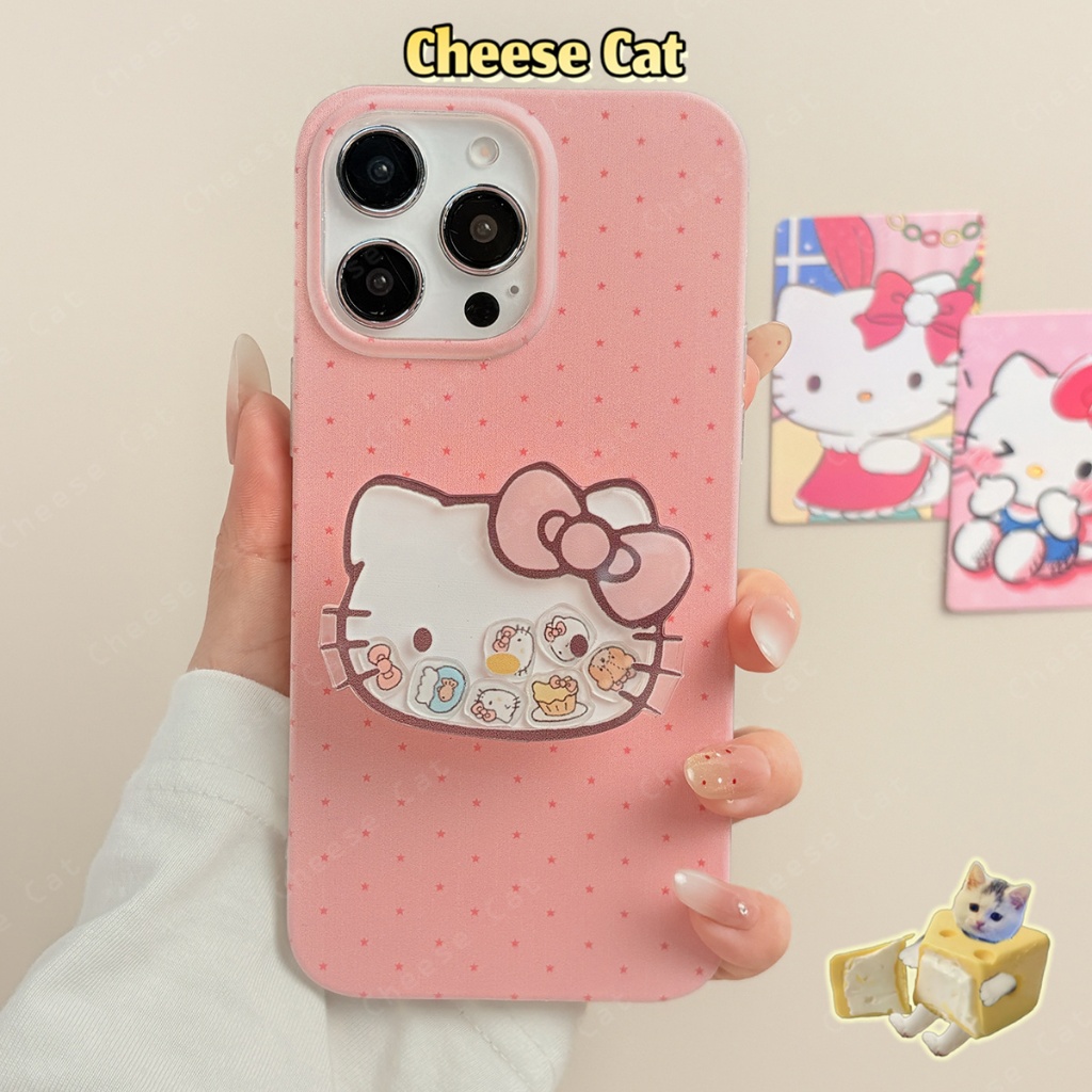 Giá đỡ điện thoại Kitty màu hồng dễ thương lắc giá đỡ điện thoại giải nén hai lớp Dính
