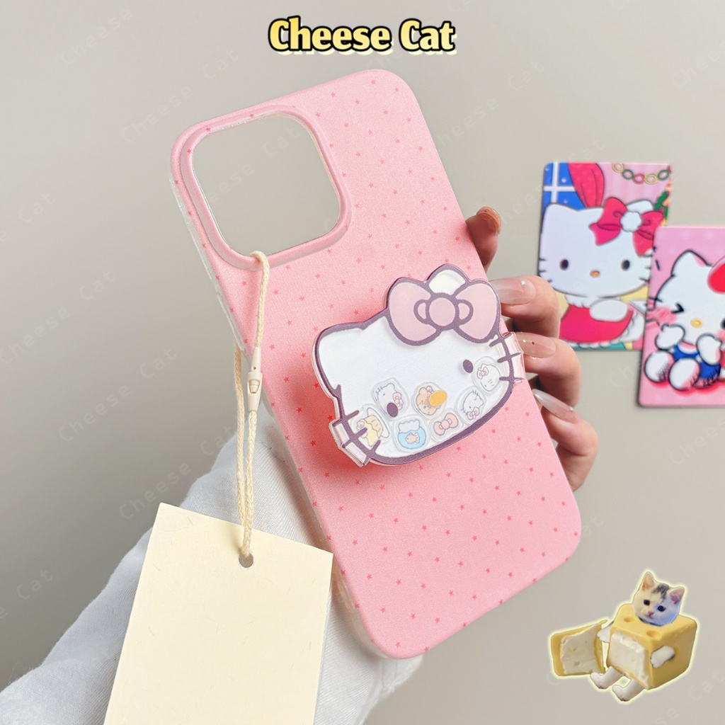 Giá đỡ điện thoại Kitty màu hồng dễ thương lắc giá đỡ điện thoại giải nén hai lớp Dính