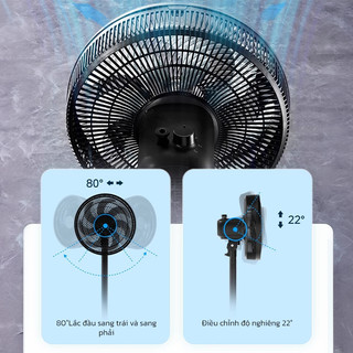 OOKAS Quạt đứng 7 cánh, 8 chế độ gió, kèm remote điều khiển và hẹn giờ.