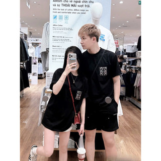 Áo thun thêu lov may túi ngực chất cotton mix màu thời trang nam nữ đồ đôi, áo phông nam nữ chất cotton thêu lov