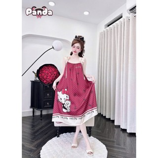 Đầm 2 dây thiết kế đính hoa vai cột nơ xinh xắn (DB43)