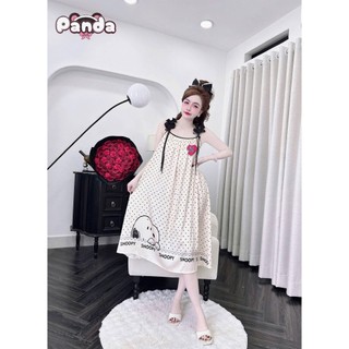 Đầm 2 dây thiết kế đính hoa vai cột nơ xinh xắn (DB43)