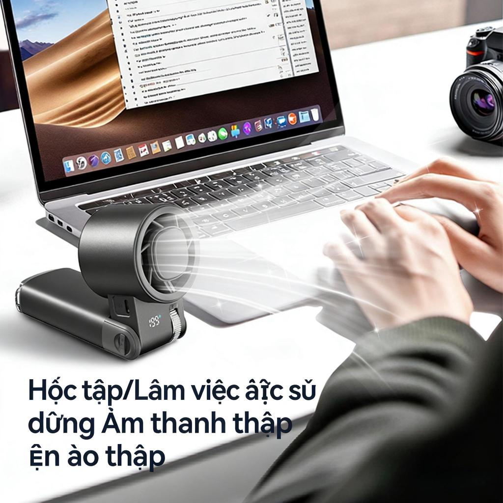 Quạt Mini Tua Bin Siêu Mạnh JF181, Quạt cầm tay Chế Độ Lạnh 16°C, Pin Lớn 6000mAh, Dùng Cho Văn Phòng, Du Lịch