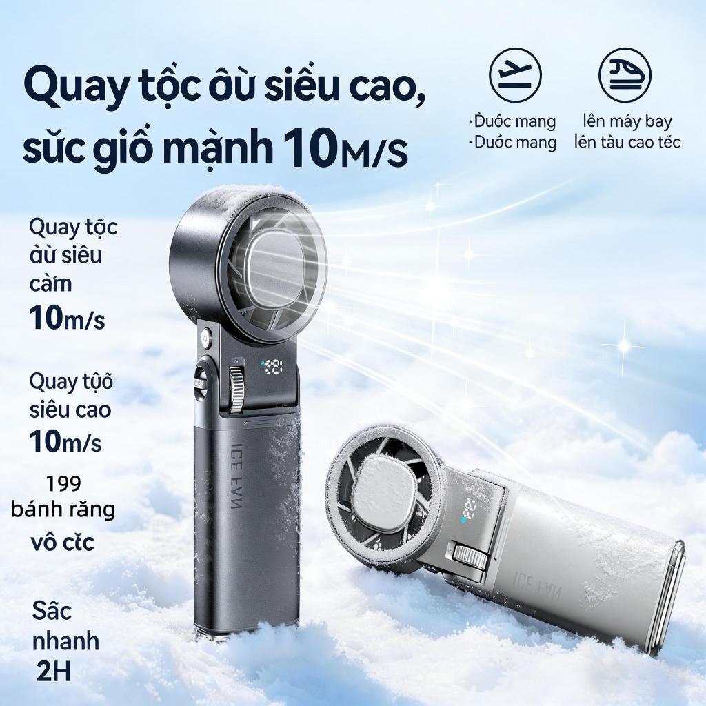 Quạt Mini Tua Bin Siêu Mạnh JF181, Quạt cầm tay Chế Độ Lạnh 16°C, Pin Lớn 6000mAh, Dùng Cho Văn Phòng, Du Lịch