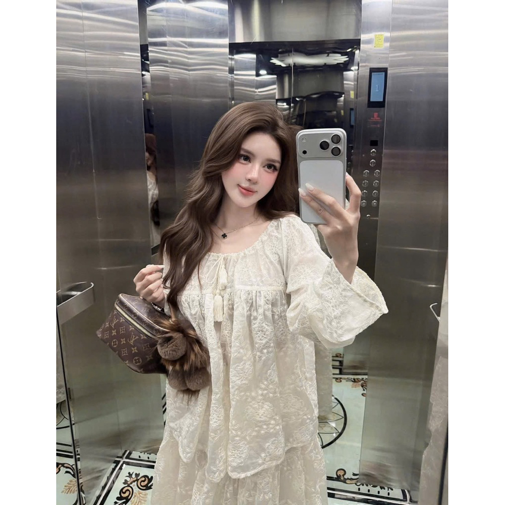 Set áo babydoll chân váy dài mai phương bùi