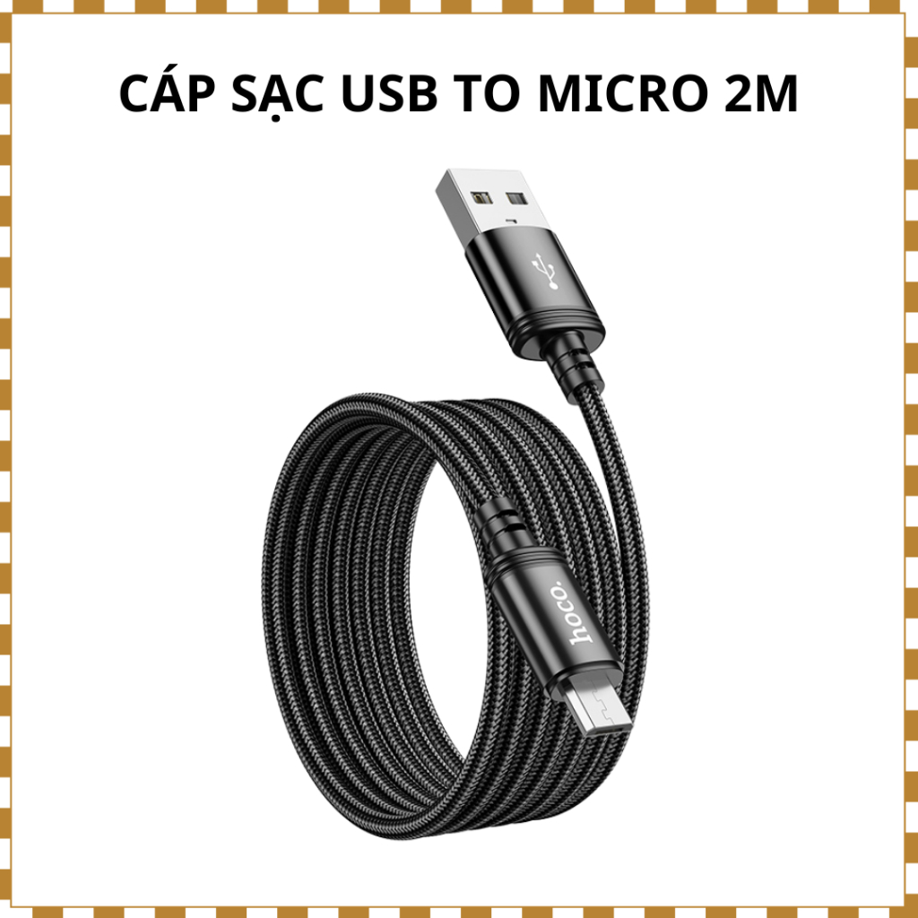 Cáp HOCO X89 Micro USB 2.4A Dây Dù Siêu Bền 2m, Chống Rối, Sạc & Data Ổn Định