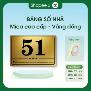 Biển số nhà i có hình lá cờ, chất liệu Alu vàng gương, chữ mica nổi, biển số nhà đẹp