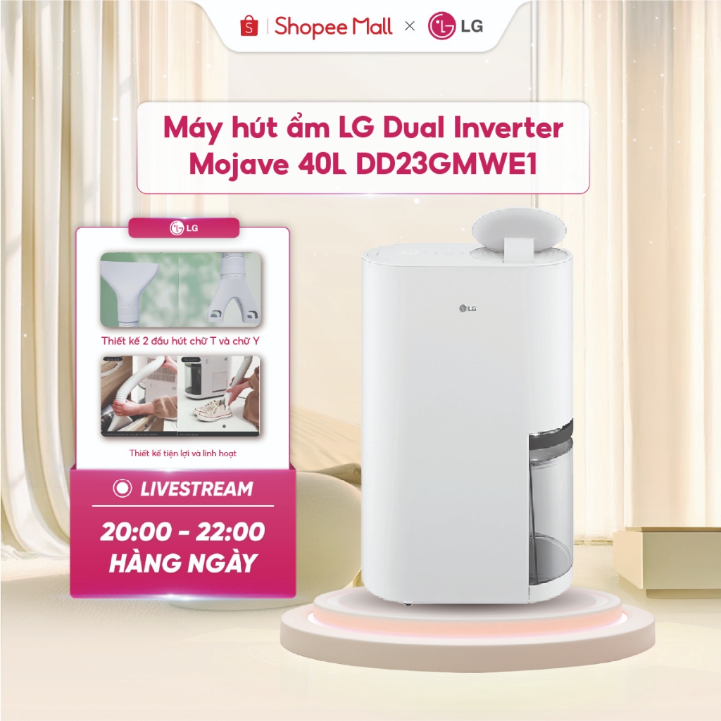 Máy hút ẩm LG Dual Inverter Mojave 40L DD23GMWE1 - Công suất 379W ...