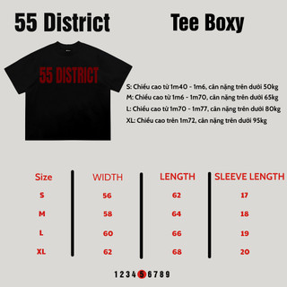 Áo Thun Boxy 55 DISTRICT, Áo Phông Form Rộng Nam Nữ Style Streetwear Chất Cotton 280 Thoáng Mát D01