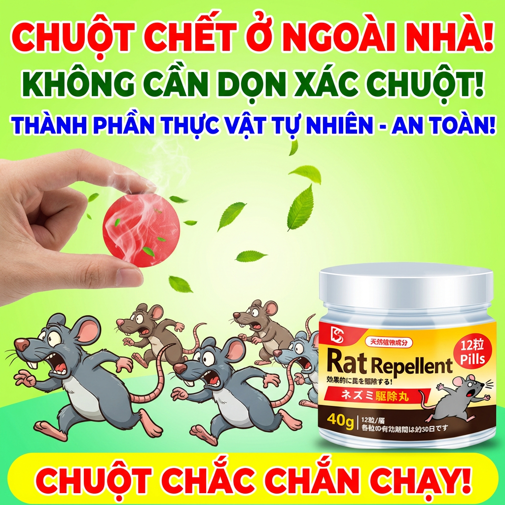 M1T1 viên đuổi chuột - thuốc diệt chuột 12 viên công nghệ mạnh, diệt tận gốc cả ổ chuột