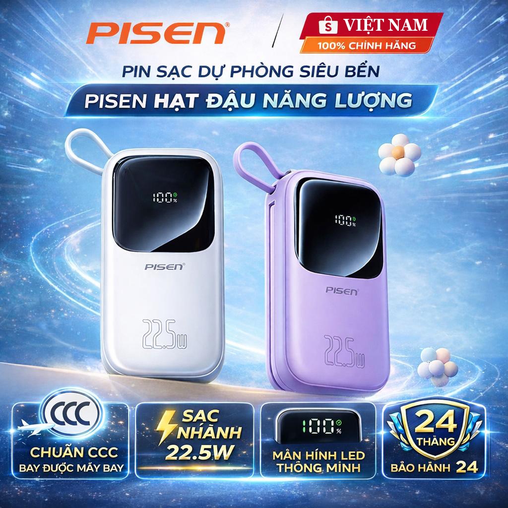 [Hỏa tốc] Sạc dự Phòng PISEN QUICK POWERLink - HẠT ĐẬU NĂNG LƯỢNG KÈM CÁP Chuẩn CCC