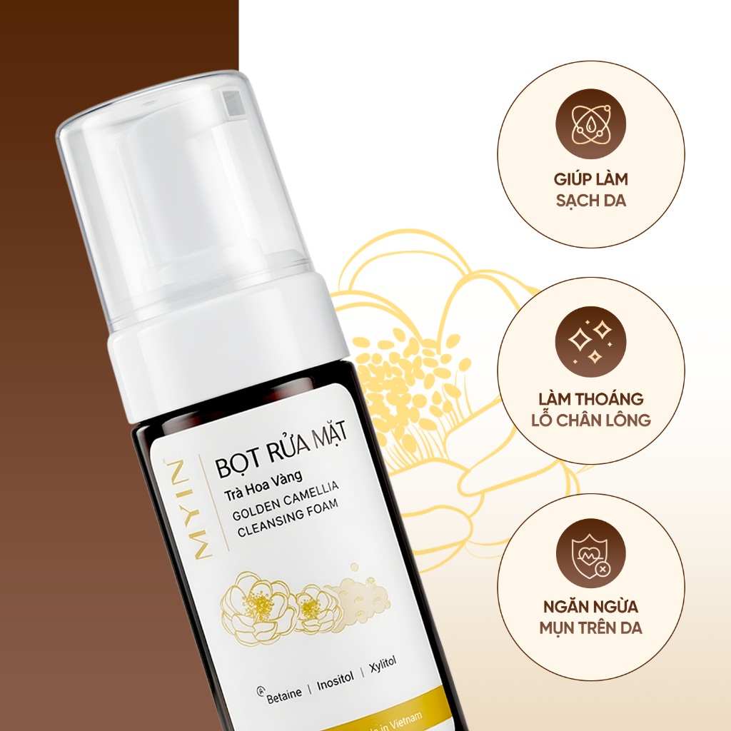 MYIN Bọt Rửa Mặt Trà Hoa Vàng 100ml- Làm Sạch Dịu Nhẹ, Thoáng Lỗ Chân Lông, Hỗ Trợ Giảm Mụn