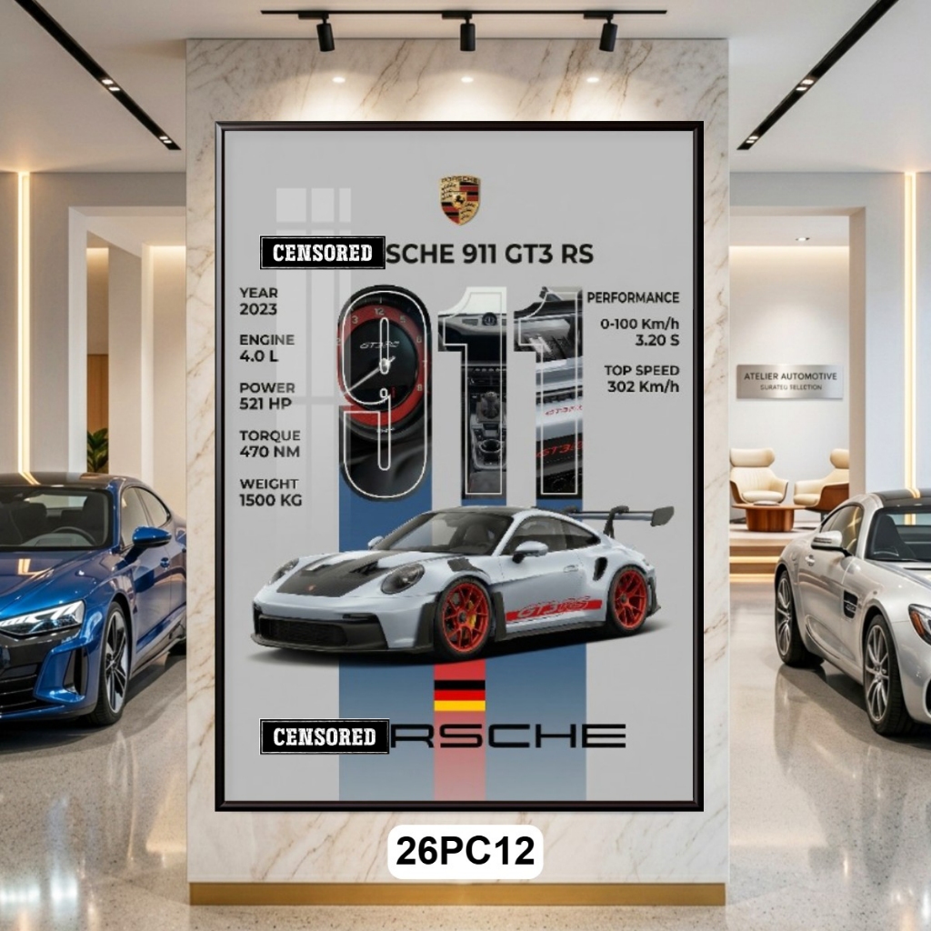 Tranh Siêu Xe Poster PORSCHE Tráng Gương Có Khung - Decor Showroom, Phòng Ngủ, Phòng Khách, Góc Làm Việc Cực Chất | BigBuy360 - bigbuy360.vn