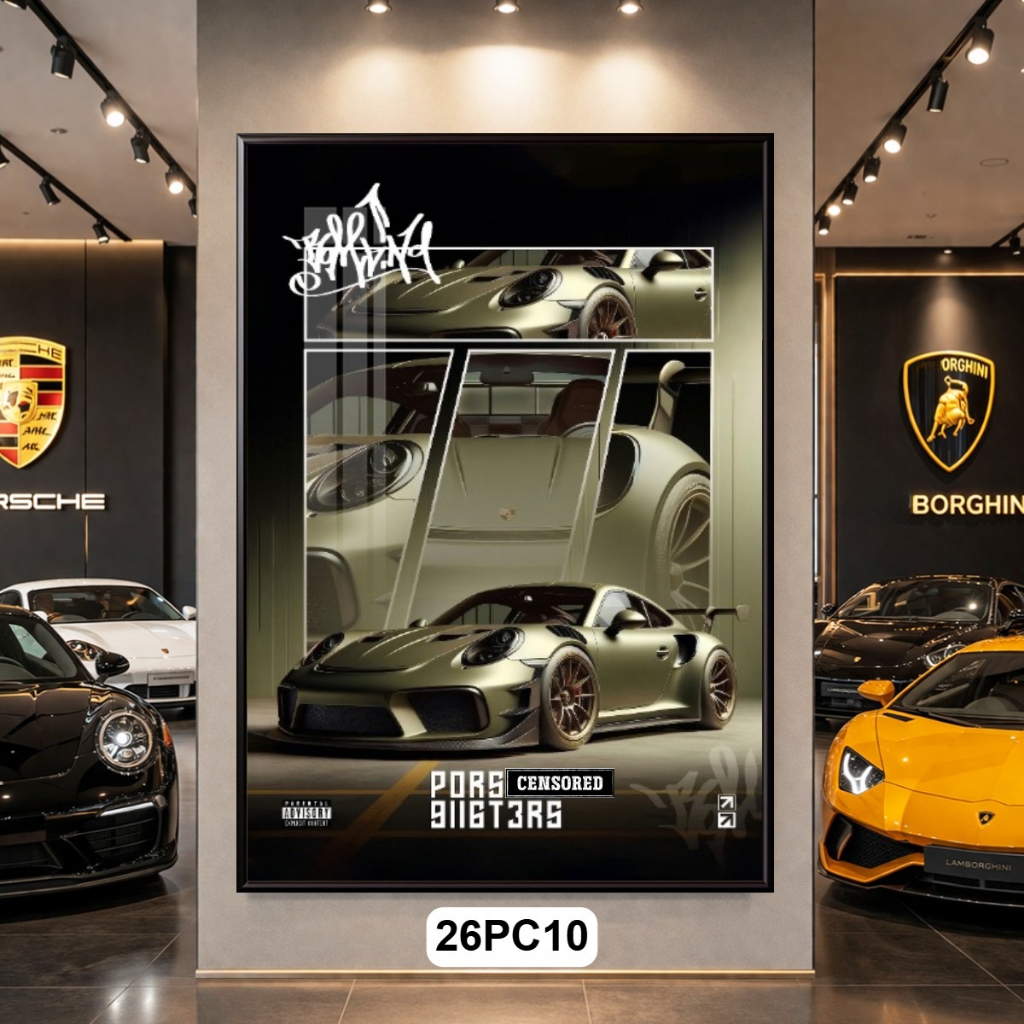 Tranh Siêu Xe Poster PORSCHE Tráng Gương Có Khung - Decor Showroom, Phòng Ngủ, Phòng Khách, Góc Làm Việc Cực Chất | BigBuy360 - bigbuy360.vn