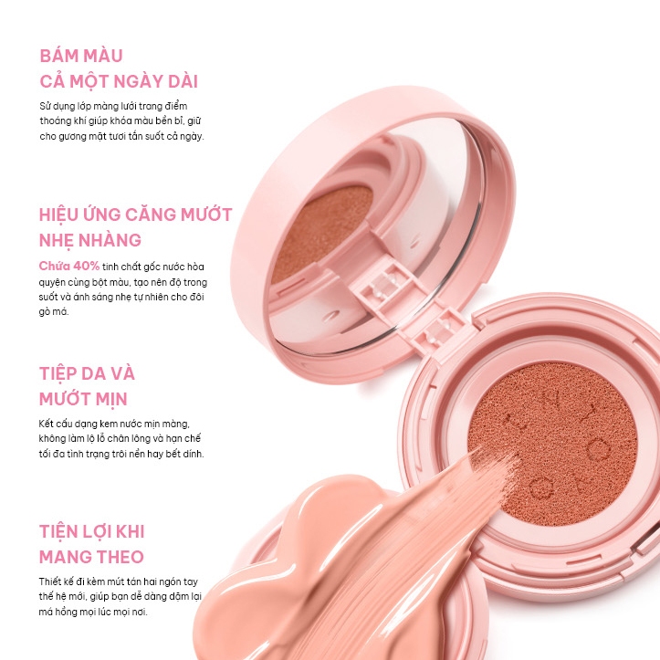 Má Hồng Cushion INTO YOU Lì Mịn Nhẹ Thoáng Khí Giữ Lớp Trang Điểm Lâu Trôi Bền Màu 3.2g