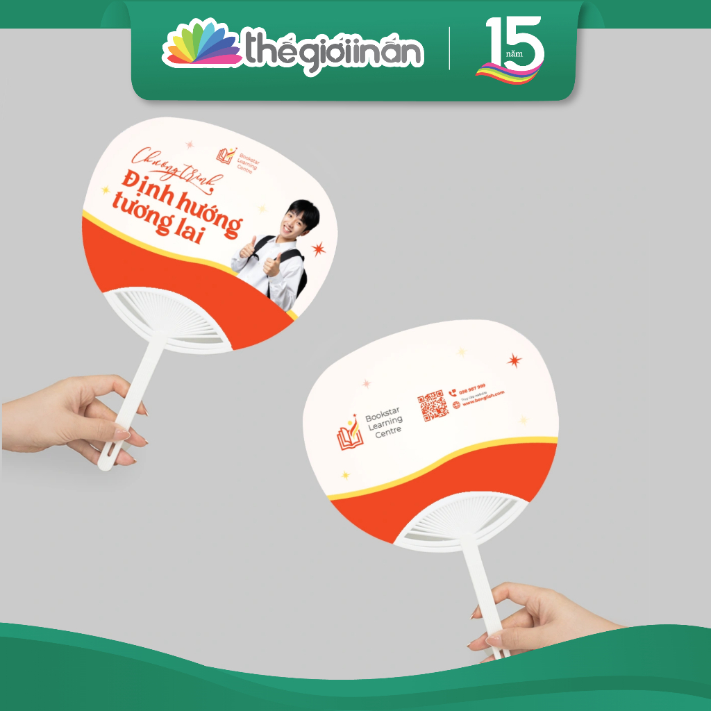 [Nhận In Sỉ] Set 1-10 Quạt Nhựa Theo Yêu Cầu, Quà Tặng Doanh Nghiệp, Chất Liệu Nhựa PP - Thế Giới In Ấn