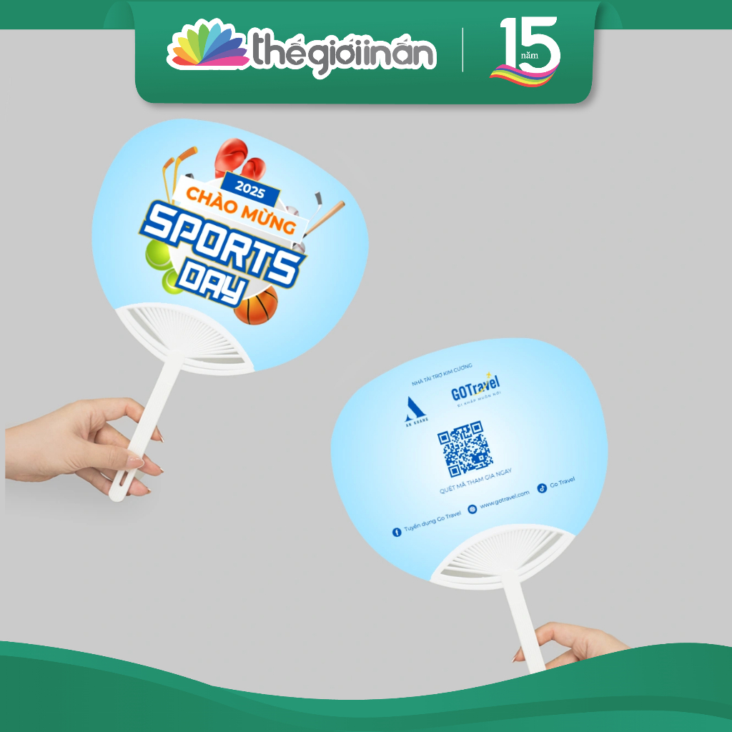 [Nhận In Sỉ] Set 1-10 Quạt Nhựa Theo Yêu Cầu, Quà Tặng Doanh Nghiệp, Chất Liệu Nhựa PP - Thế Giới In Ấn