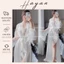 HT220 Áo choàng ngủ lụa sexy tay ren lông vũ sang chảnh, áo choàng trang điểm cô dâu sexy quyến rũ HT220