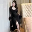 HT220 Áo choàng ngủ lụa sexy tay ren lông vũ sang chảnh, áo choàng trang điểm cô dâu sexy quyến rũ HT220