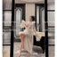 HT220 Áo choàng ngủ lụa sexy tay ren lông vũ sang chảnh, áo choàng trang điểm cô dâu sexy quyến rũ HT220