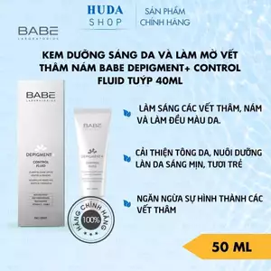 Kem dưỡng sáng da và làm mờ vết thâm nám BABE Depigment+ Control Fluid tuýp 40ml