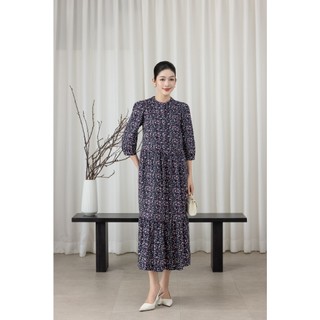 SWANLAKE | Váy Đầm Nữ Maxi Dáng Dài Cổ Trụ Cài Nút Tay Lỡ Cotton Bông Nhí Xếp Ly Đuôi Cá D12355
