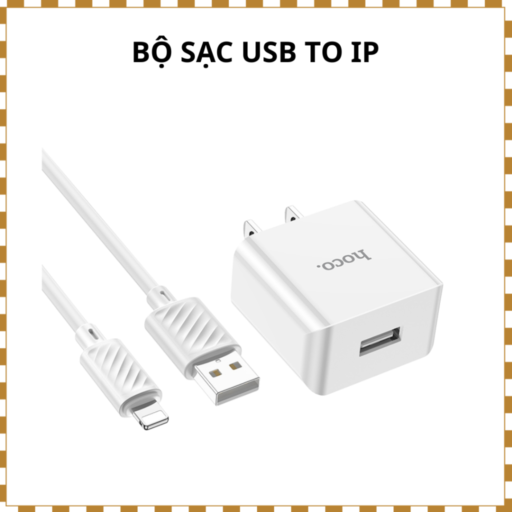 Combo sạc HOCO C106 10.5W kèm cáp – Củ sạc mini gọn nhẹ, dùng cho điện thoại Android & iP