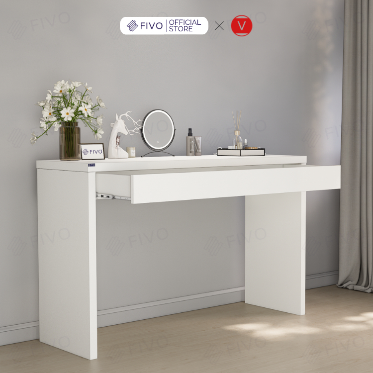 Bàn Trang Điểm Gỗ Có Ngăn Kéo FV41 FIVO, Kết Hợp Làm Bàn Nail Bàn Làm Việc, Ray Trượt Cao Cấp, Gỗ Dày 34MM Chắc Chắn