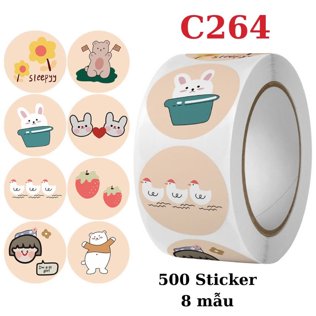 CUỘN 500 STICKER HOẠT HÌNH – ĐA DẠNG MẪU MÃ, DÁN CHẮC CHẮN (GIAO NGẪU ...