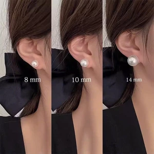 HOLIE Bông tai ngọc trai nhân tạo kim bạc kiểu Pháp cổ điển nhỏ đơn giản thời trang