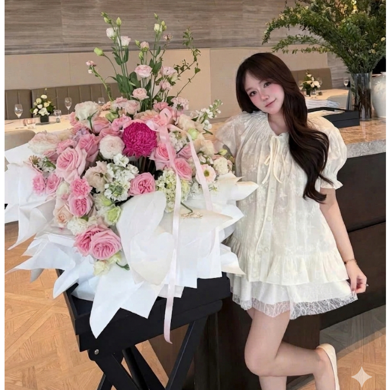Set thô boi áo kèm chân váy ren mềm mát, set đồ mặc hè siêu xinh MUZA S61