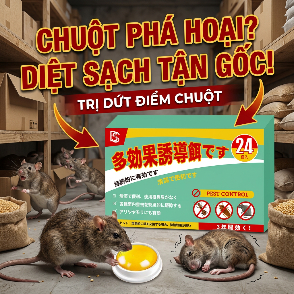 Công thức kiểm soát chuột hiệu quả 🐭 Thuốc diệt chuột 1 hộp 24 viên – An toàn cho cả gia đình
