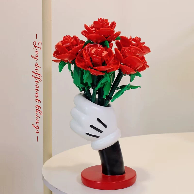【Giao nhanh🚚】Bó hoa hồng lắp ráp – Mô hình hoa hồng siêu thực tế, không bao giờ héo, decor siêu đẹp