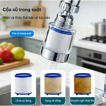 Bộ Lọc Nước, Đầu Vòi Lọc Nước Đa Năng,Đầu Lọc Nối Vòi Nước Có Thể Xoay Tiện Dụng Cho Nhà Bếp Đầu Lọc