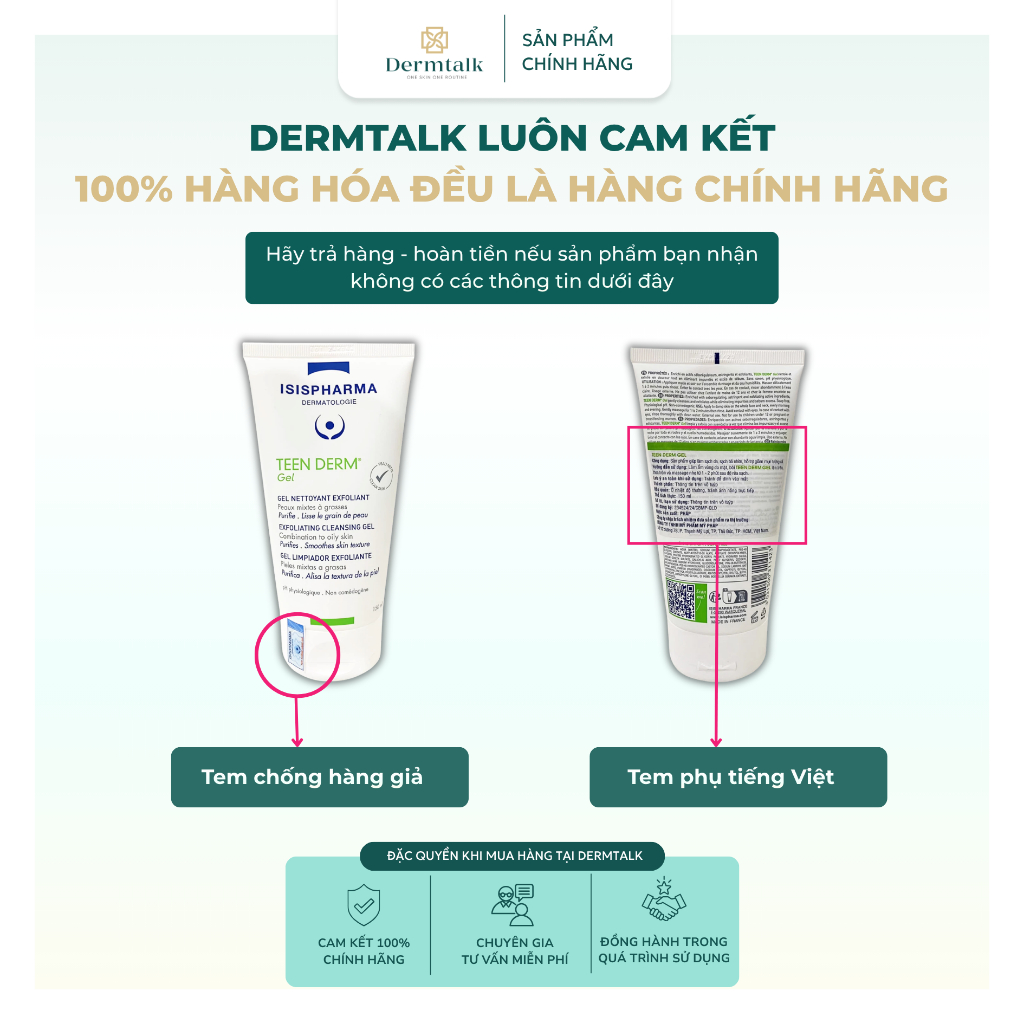 Gel rửa mặt giảm mụn Isispharma Teen Derm - Làm sạch sâu, giảm nhờn và ngừa mụn hiệu quả 40ml/150ml