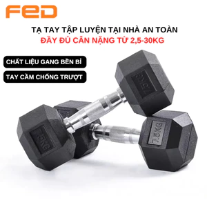 Tạ Tay Lục Giác Chất Liệu Gang Bọc Cao Su, Tay Cầm Bằng Thép Chống Trơn Trượt Đa Dạng Cân Nặng