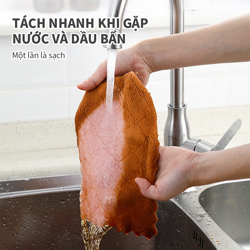 Làm sạch vải dày siêu hấp thụ hai mặt đa năng nhà bếp làm sạch vả