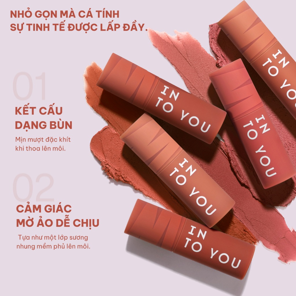 Son Bùn Shero Mini INTO YOU Chất Xốp Mềm Lì Nhẹ Dễ Tán Không Khô Môi Dùng Cho Môi Và Má 1g