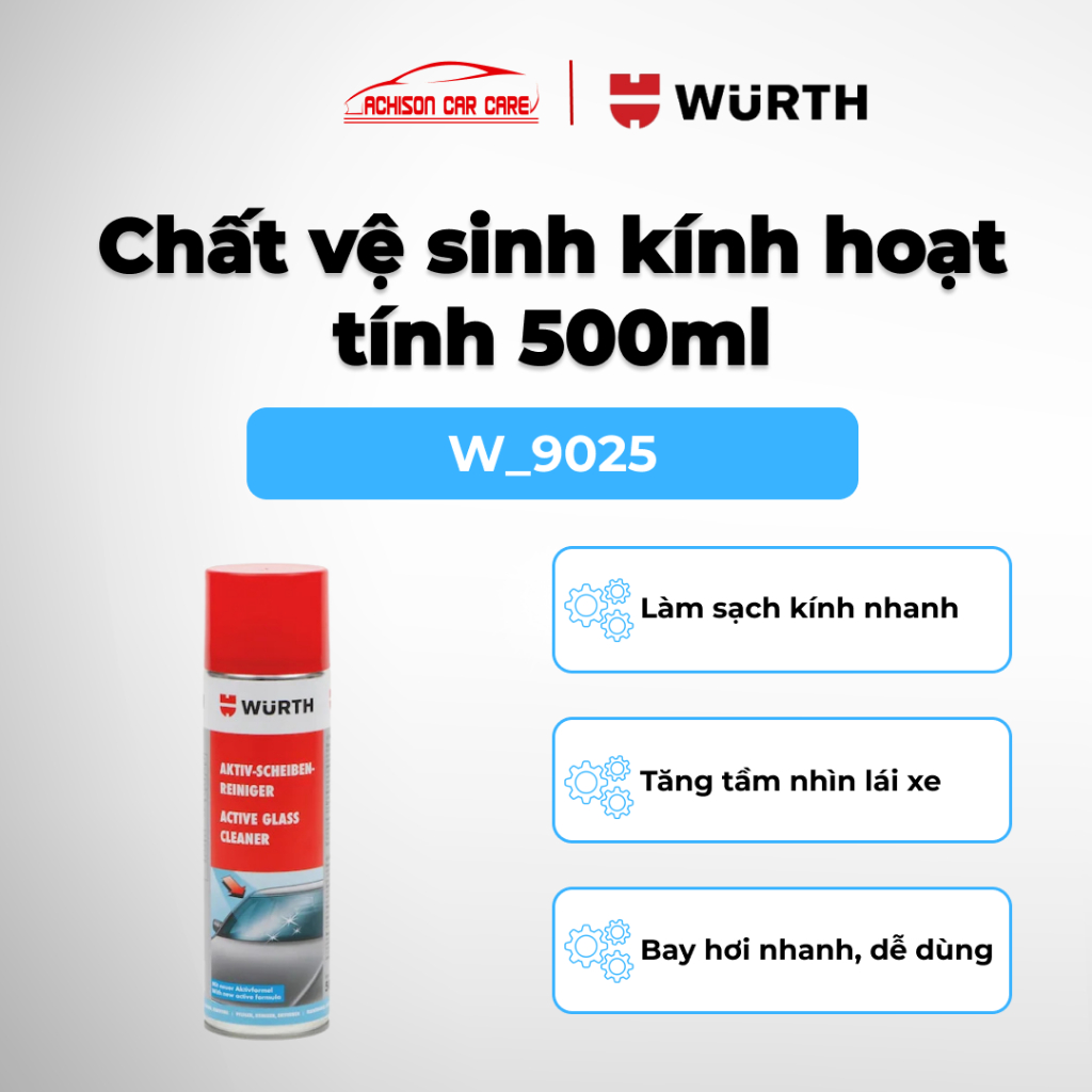 WURTH CHẤT VỆ SINH KÍNH HOẠT TÍNH  500ML 9025 LÀM SẠCH BỀ MẶT KHÔ NHANH KHÔNG ĐỂ LẠI VẾT