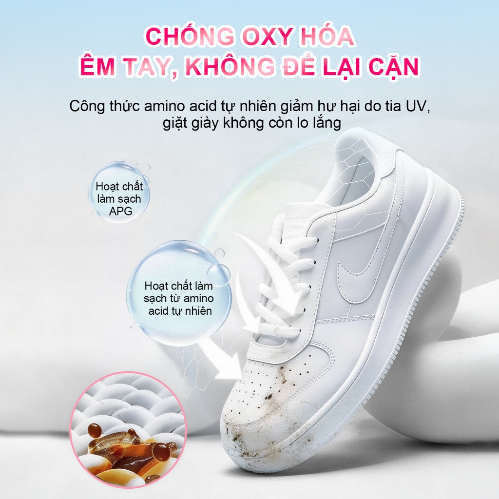 Bọt vệ sinh giày Grepower-Dịu nhẹ không làm hại giày, Lau sạch tức thì, Loại bỏ vết bẩn nhanh chóng