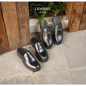 Giày Sục da bò nam LEMANS màu đen SM01.1, Đế thơm tăng cao 4cm, Da bò, Bảo hành 24 tháng