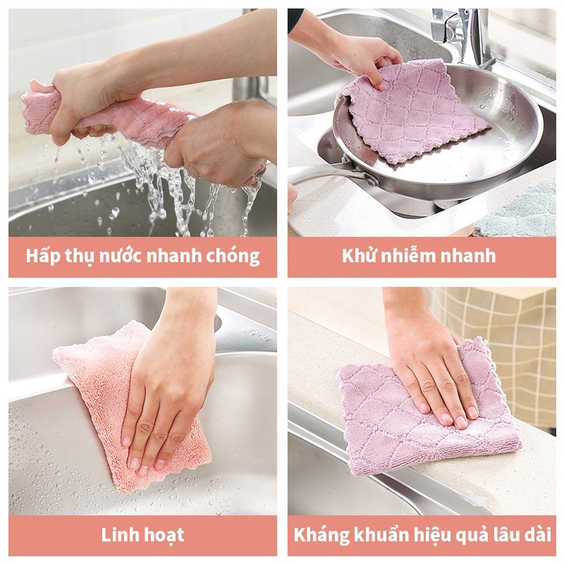 Làm sạch vải dày siêu hấp thụ hai mặt đa năng nhà bếp làm sạch vả